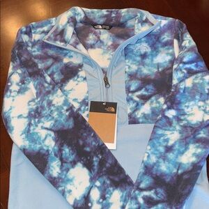 The North Face Blue and White Tie-Dye Fleece